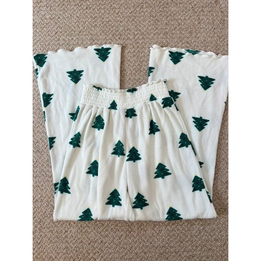 Beach Riot Christmas Tree Wide Leg Pacific Pants M Smocked Holiday Lounge